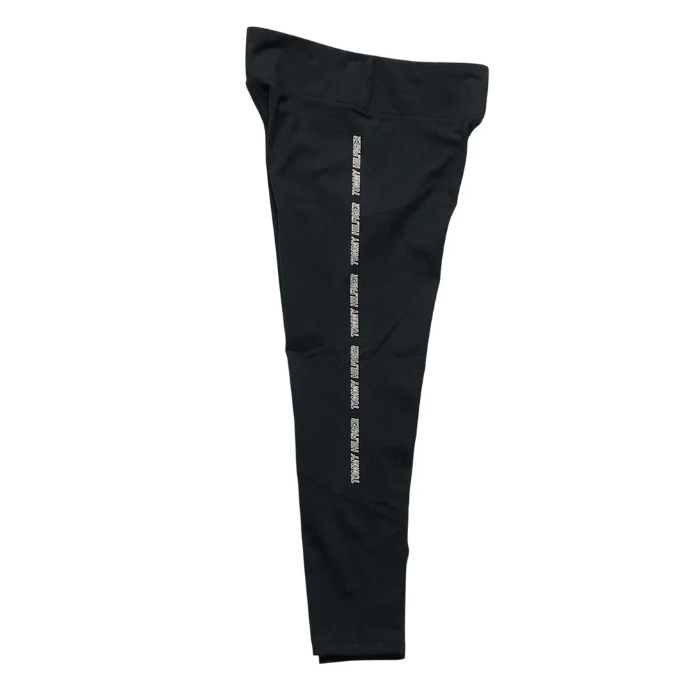 Tommy Hilfiger Sport Womens Black Logo Tape High Waist Leggings Size M‎ NWT